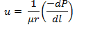 The equation represents Velocity of filtrate across small thickness dl of cake