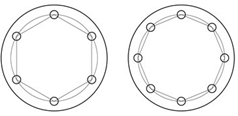 The small circular pattern in the plan represents column for the materials