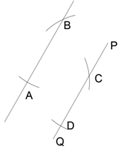 The first arc drawn is C with centre A & any convenient radius in given diagram