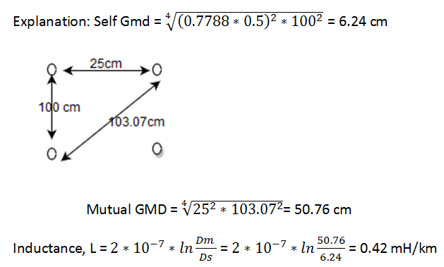 The inductance of line is 0.42 for second identical line mounted at same height as first