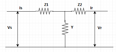 Find the transmission line parameters (ABCD), for the given distributed network