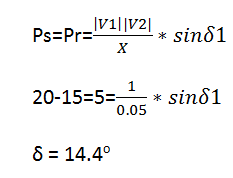 Real power flow from bus 1 to 2 in given figure