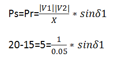 Real power flow from bus 1 to 2 in given figure