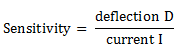 Sensitivity is defined as amount of deflection per unit current in given formula diagram