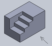 Find the side view representing line of sight of front view of the below isometric view