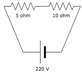 Find the energy in the 5 ohm resistor in 20 seconds in series connected circuit