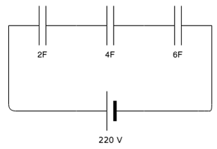Find the voltage across the 6F capacitor when capacitors are in series