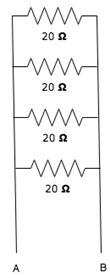 Find the total resistance between A & B if resistors are connected in parallel