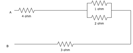 Find the total resistance between the points A & B in parallel with 2 ohm