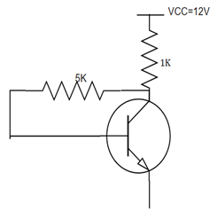 Find the collector to emitter voltage drop hoe in circuit transistor has β =60, VBE=0.7