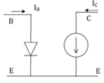 The DC equivalent circuit for an NPN common base circuit - option d