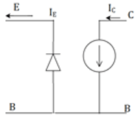 The DC equivalent circuit for NPN emitter in direction of conventional current - option a