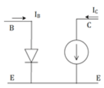 The DC equivalent circuit for NPN emitter in direction of conventional current - option b