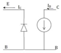 The DC equivalent circuit for NPN emitter in direction of conventional current - option d