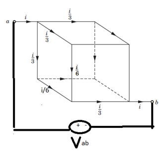 The resistance between two diagonally opposite corner of the cube is 5