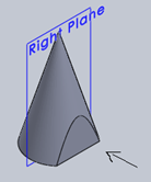 Find the side view for the below given cone