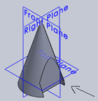 Find the top isometric view for the below given cone
