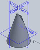 Find the top isometric view for the below given cone