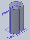 Find the isometric front view for the below given cylinder