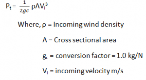 The formula for total power pt is Pt = 12gc ρAVi3 in given diagram