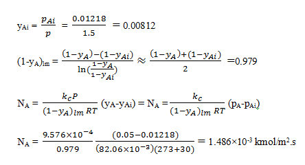 The mole fraction of H2S in the gas phase at the interface