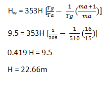 Minimum height of chimney is 22.66m if draught required to start flue is 9.5mm of water