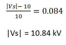 The new sending end voltage at the half the voltage regulation is 10.84 kV