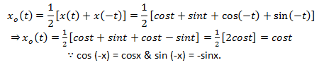 The odd component of the signal: x(t)=cost+sint