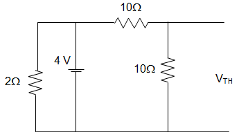 The Thevenin’s equivalent pair, as seen at the terminals P-Q, is given by 2 V