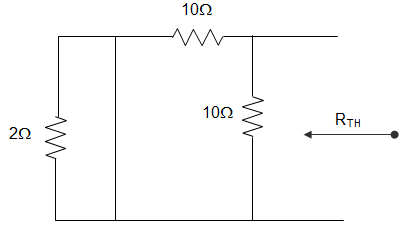 The Thevenin’s equivalent pair, as seen at the terminals P-Q, is given by 5 V