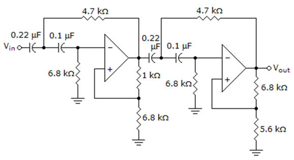The Roll-off value of the filter is 80 dB/decade for the circuit given