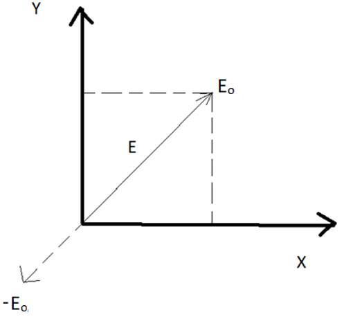 The graph shows a linearly polarized light restricted in the x-y plane