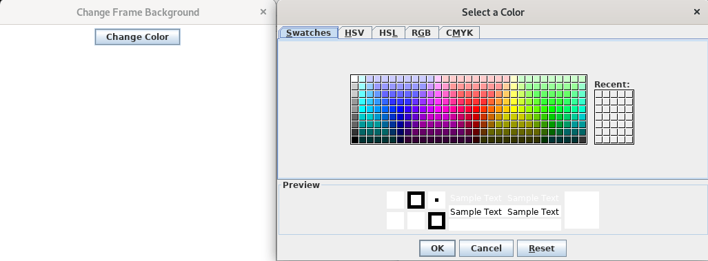 Java Program to Create a Color Dialog Box to Change the Background Color of  Frame - Sanfoundry