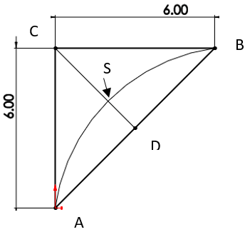 Find distance DS of conic shape using pythagorean theorem if given contour is parabolic