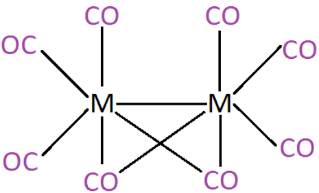 The structure of carbonyl compound is formed by Co transition metal of 8 carbonyl ligands