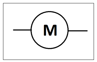 Symbol represents Motor in an electric circuit of circuit that produces rotational motion