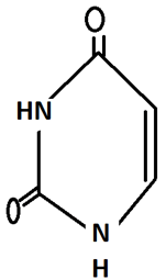 Structure of uracil organic compound known as a pyrimidine