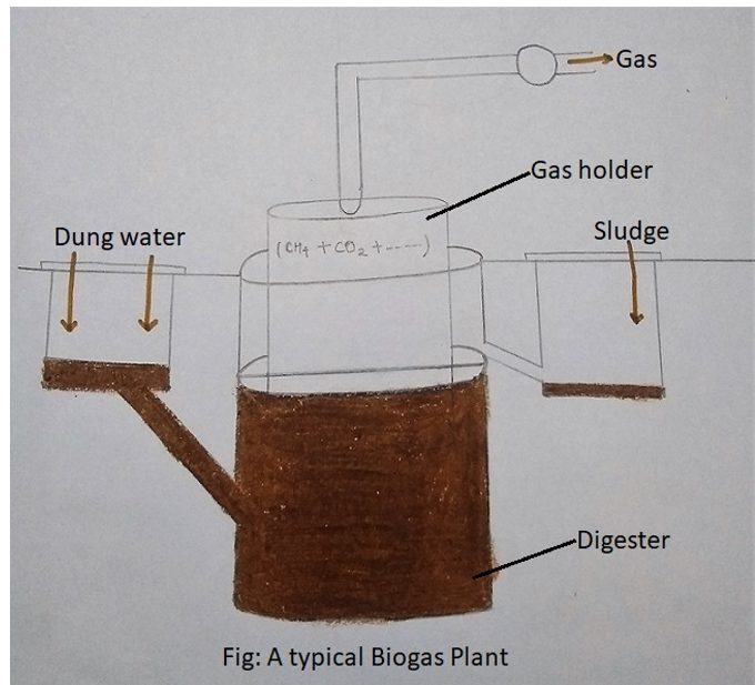 The diagram shows Co2 30-40% & rest like Hydrogen & hydrogen disulphide