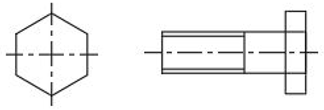 The conventional representation represents hexagonal headed bolt