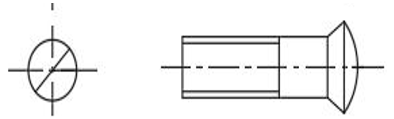 The conventional representation represents oval countersunk headed screw