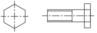 The conventional representation of hexagonal headed bolt - option a