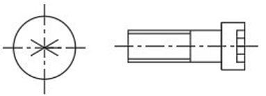 The conventional representation of hexagonal headed bolt - option b