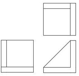 The appropriate views of the given object in a third angle projection - option a