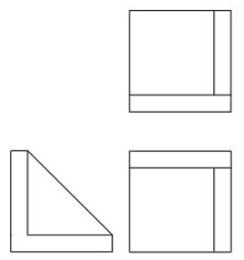 The appropriate views of the given object in a third angle projection - option c