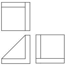 The appropriate views of the given object in a first angle projection - option d