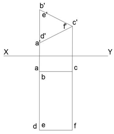 The base is parallel to V.P, the given projection is of a triangular prism