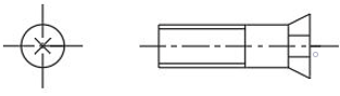 The conventional representation represents countersunk headed screw cross slot