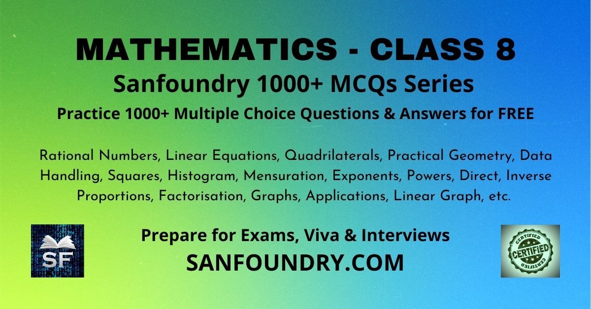 Mathematics Class 8 Multiple Choice Questions and Answers MCQs