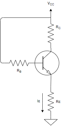 The current IE is 0.413mA if VCC = 5V, VBE = 0.7V, RE = 10kΩ in given diagram
