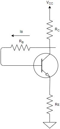 Find the base current IB for VCC = 12V, VBE = 0.7V, RB = 330kΩ, RC = 3.3kΩ, RE = 2.7kΩ